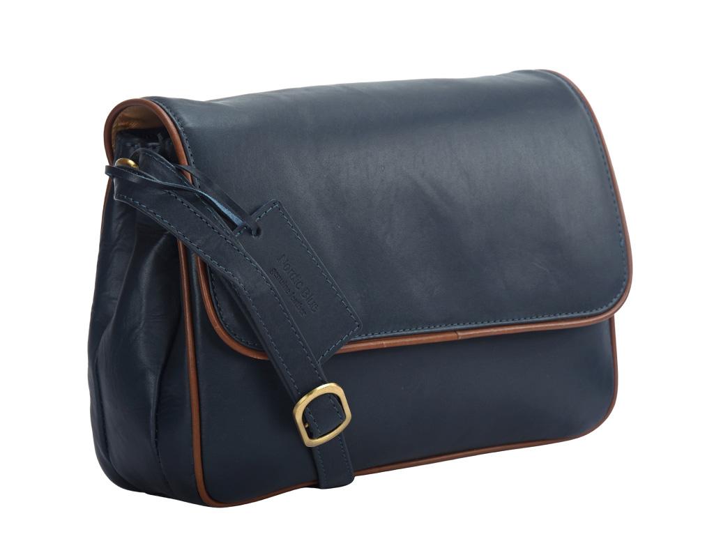 Navy/Tan Leather Handbag – Style No. 2518 | Timeless Everyday Tote