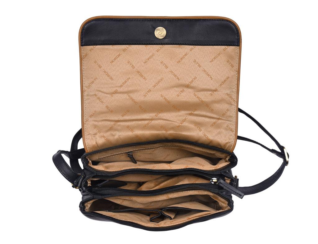 Navy/Tan Leather Handbag – Style No. 2518 | Timeless Everyday Tote